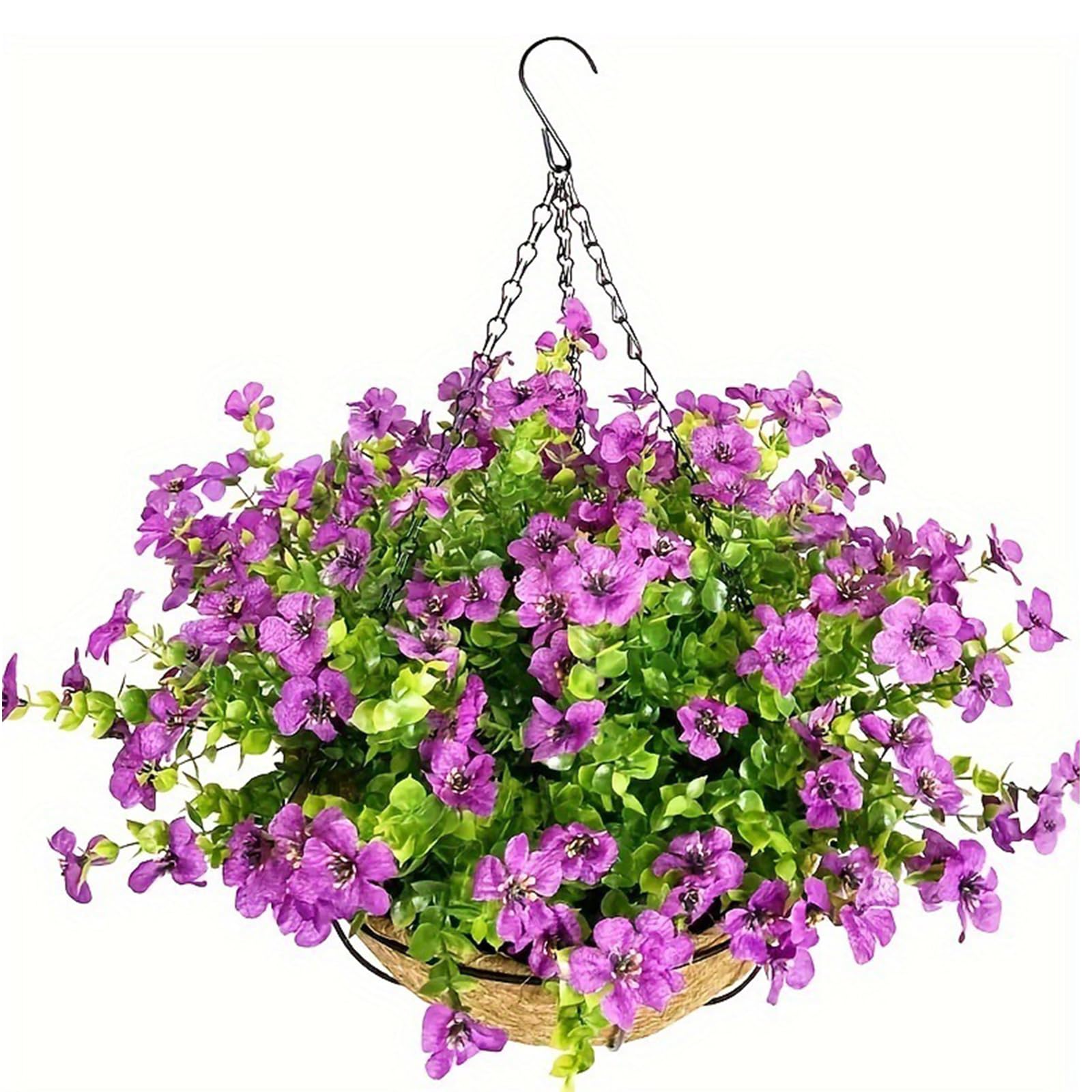 Buxuaaaa C Hanging Plant In Basket For Outdoor Indoor Patios Ourtyards Garden Artificial Flower Basket