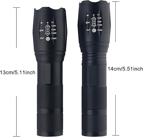 Miniatura 4 de Linterna táctica brillante 5 modos de zoom portátil EDC linterna de mano para camping, senderismo emergencia, paquete de 4