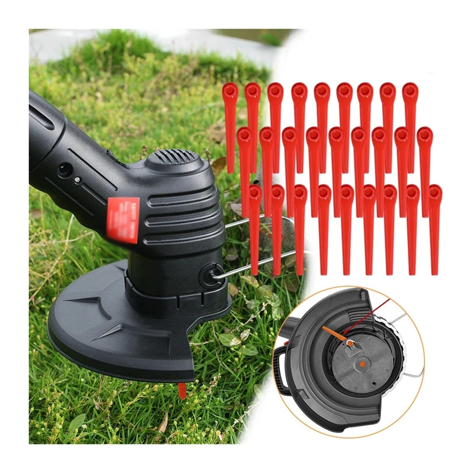 Rasentrimmerklingen aus Kunststoff, 200 Stück, Universal-Ersatzklingen für Gartenrasentrimmer