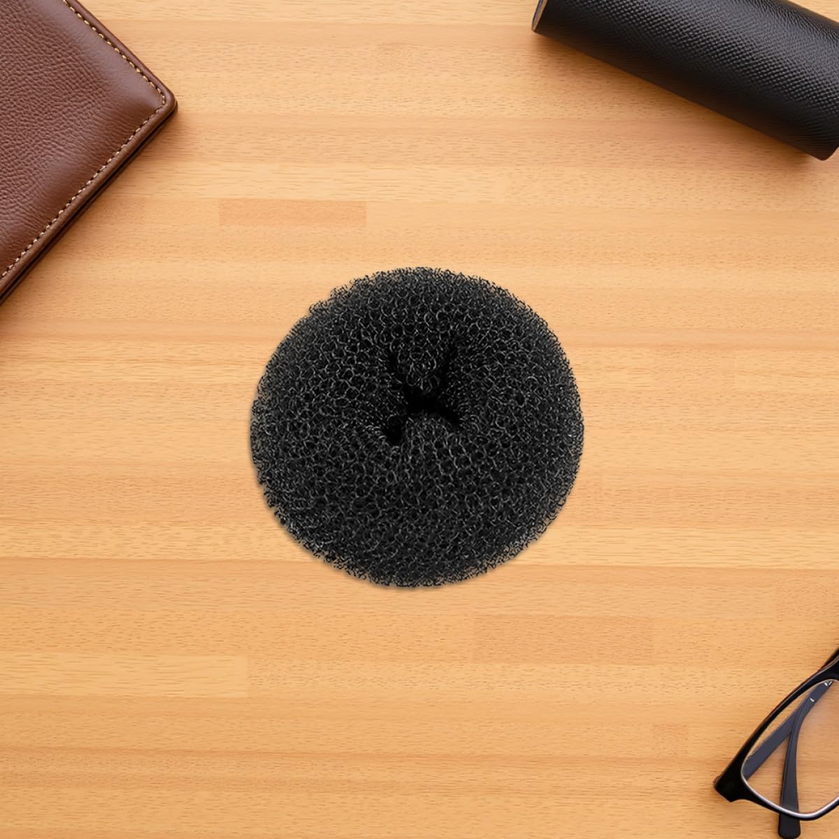 12pcs Black Large Hair Donut Bun Maker Set Small Donut Hair Bun Shaper for Women Suitable for Office Travel
