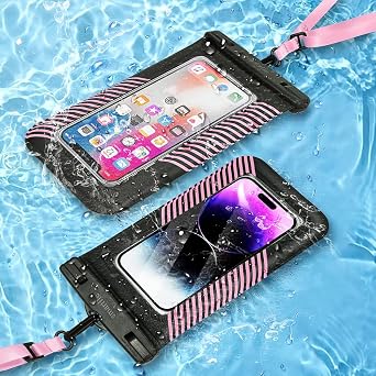 Floating Waterproof Phone Pouch Bag, IPX8 Floatable Cell Phone Water Protector case Pouch 1PC w/Adjustable Neck Lanyard, for iPhone 15 14 13 Pro Max 12 11, for Galaxy S24 S23 Ultra 7 Pink