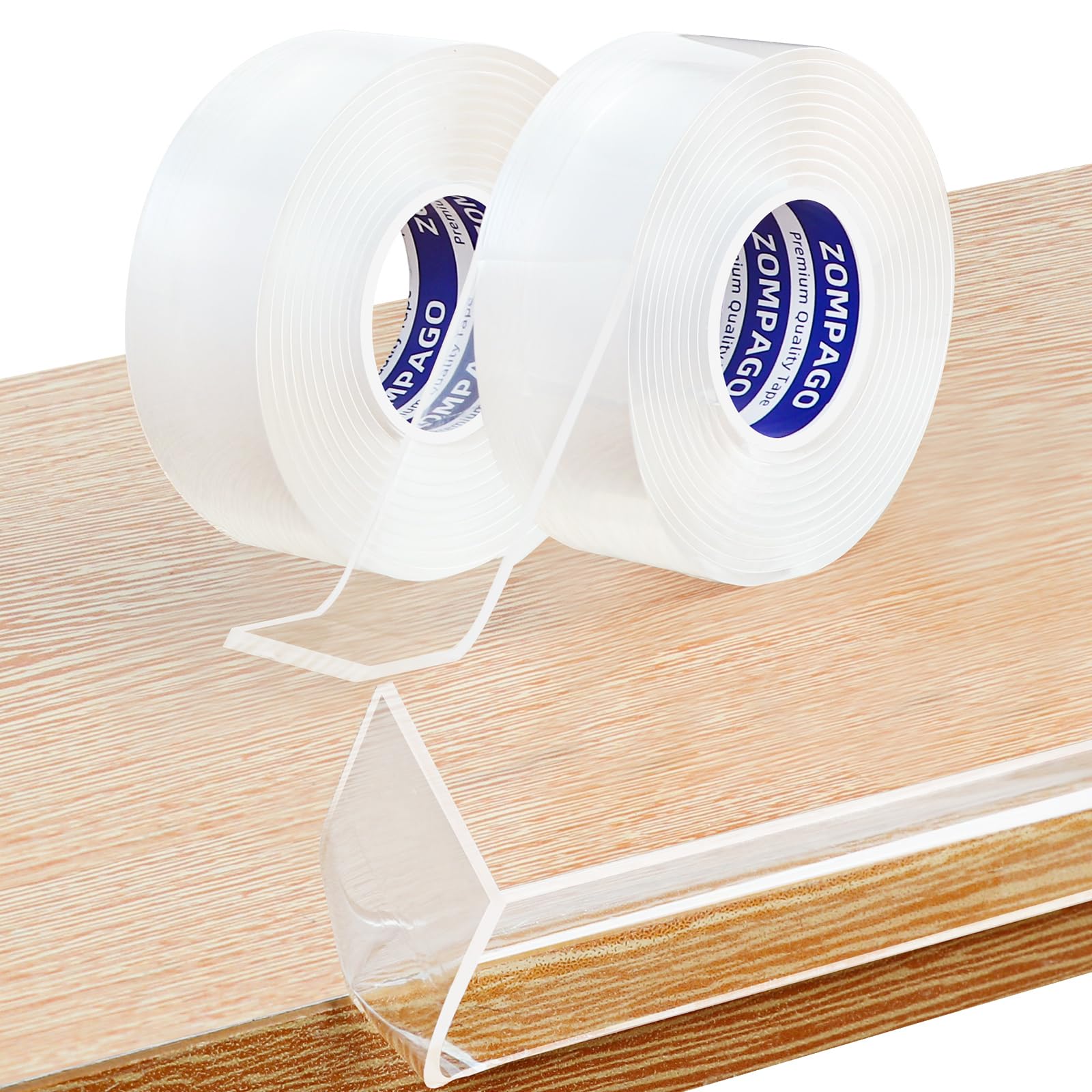 ZOMPAGO Kantenschutz Transparent Selbstklebend, 2m x 3cm x 2rollen, Extra Stark Klar Weiche Möbelkantenschoner für Baby-Sicherung,Kanten-&Eckenschutz für Schränke,Tische,Wände,Betten,Küche,2mm Dicke