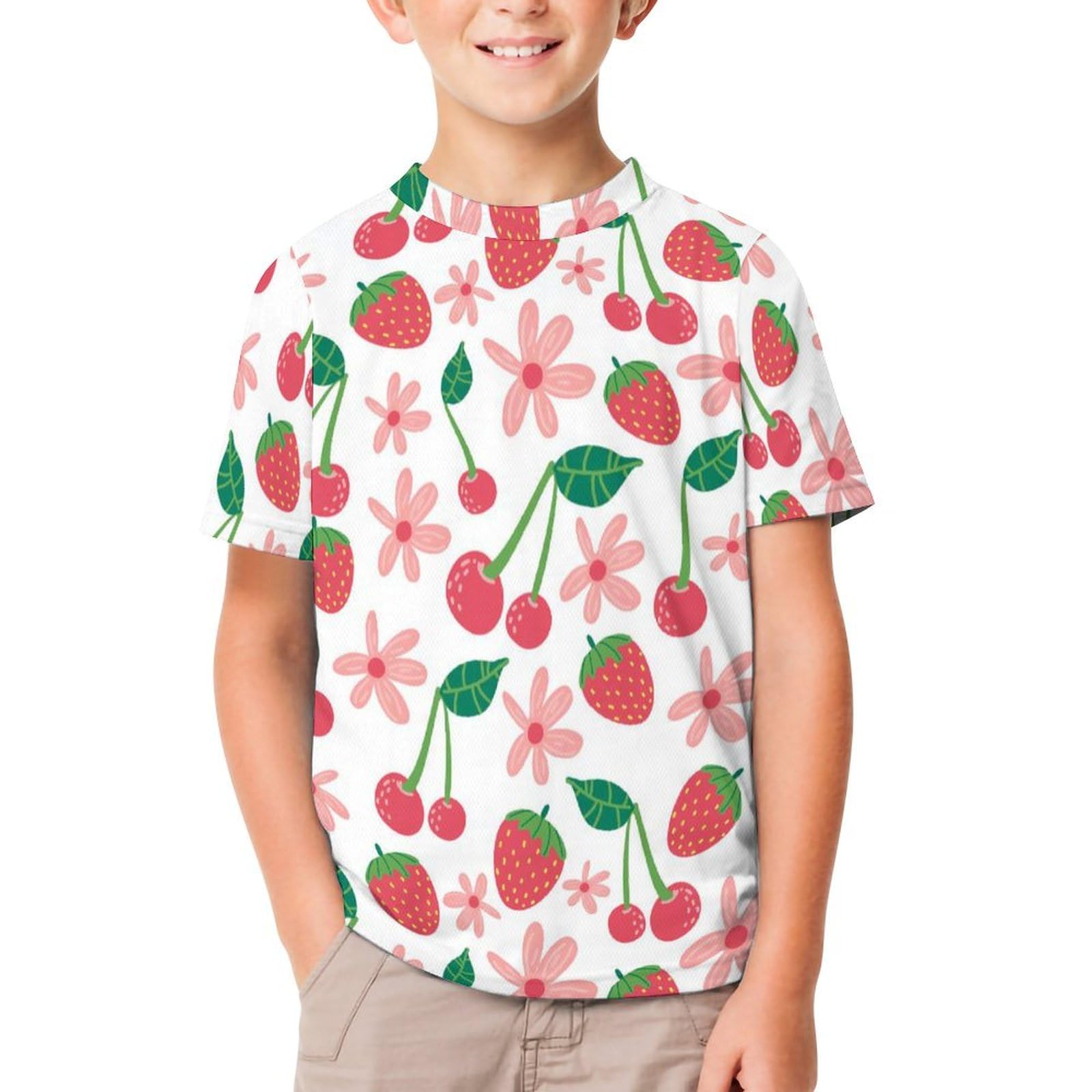 Amazon.co.jp: キッズ Tシャツ いちご柄 苺柄 イチゴ柄 子供服 半袖T