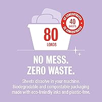 Vista 5 de Rebel Green Hojas de detergente para ropa pequeñas pero poderosas, solución de lavandería cero residuos, 40 hojas de lavadora premedidas para 80