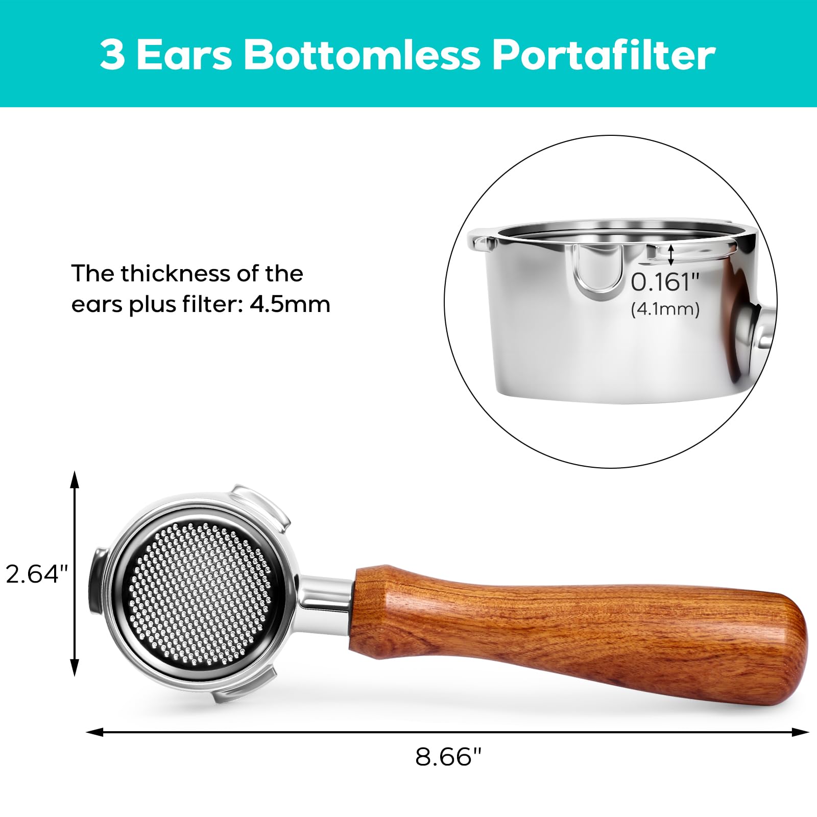 CASABREWS Portafiltro Sin Fondo 51mm para Máquina de Espresso CM5418 | Portafiltro 3 orejas con filtro y puck screen. Observa el flujo. Se requieren habilidades para evitar salpicaduras