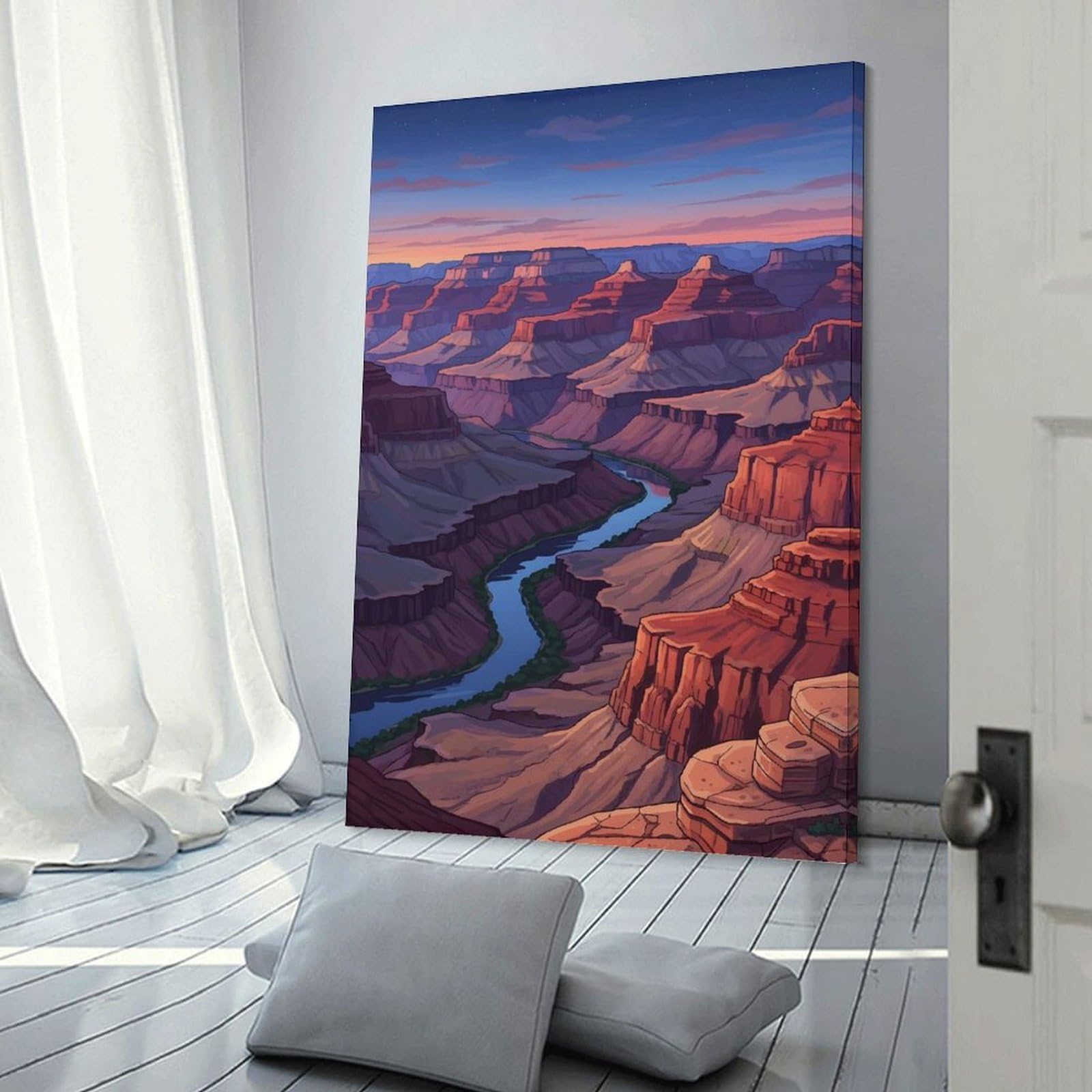 Junmoney Grand Canyon Illustration Wall Picture Print 12x18inch(30x45cm), for Work Areas, Reading Rooms Or Studios, An Interior Accent for Desk Areas