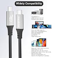 Vista 5 de Cable USB4 de 240 W de 6.6 pies [certificado USB-IF], carga PD, soporta sincronización de datos de 40 Gbps y 8K/5K @60 HZ, compatible