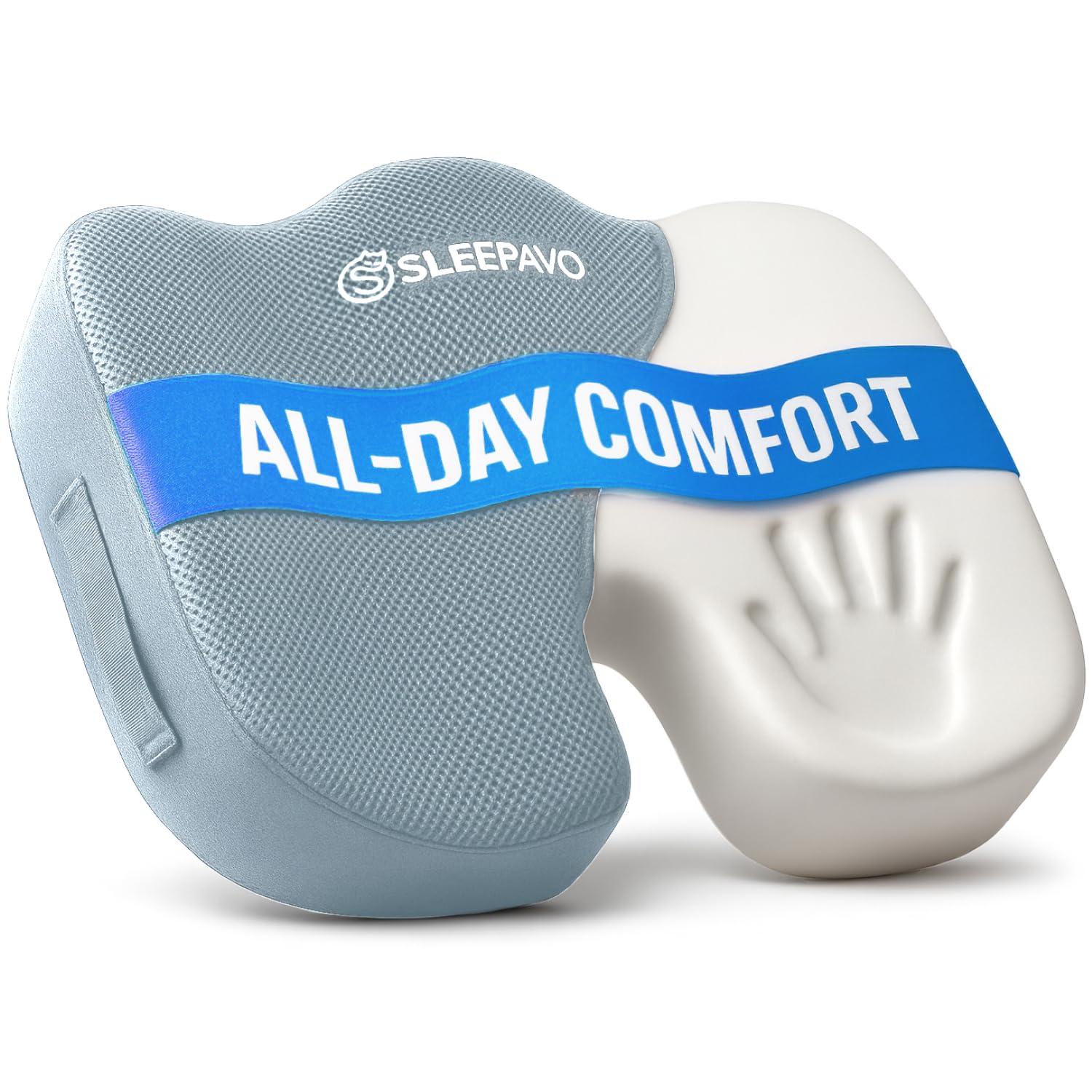 Sleepavo Office Chair Cushion - Seat Cushion for Tailbone Pain Relief - Butt Pillow for Coccyx, Sciatica, and Lower Back Pain - Orthopedic Chair Pad for Lumbar Support in Office Desk (Gray)