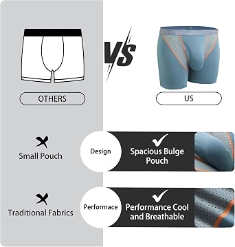 Men's Bulge Enhancing Pouch Boxer Briefs Air Mesh Sport Underwear