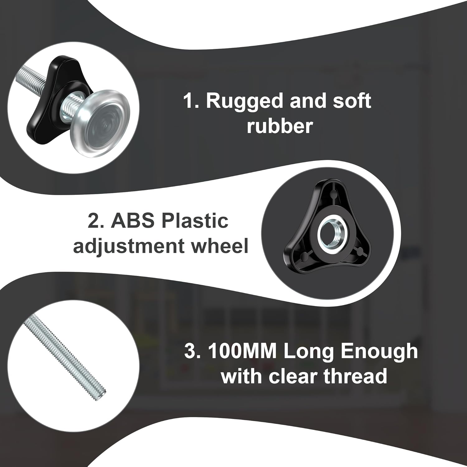 BalanceFrom Baby Gate Threaded Spindle Rod, 4 Pack M8 (8mm) Replacement Bolt Part for Baby & Pet Pressure Mounted Safety Door, Extra Long Wall Mounting Accessories Screws Rods for Stair Gates, Black