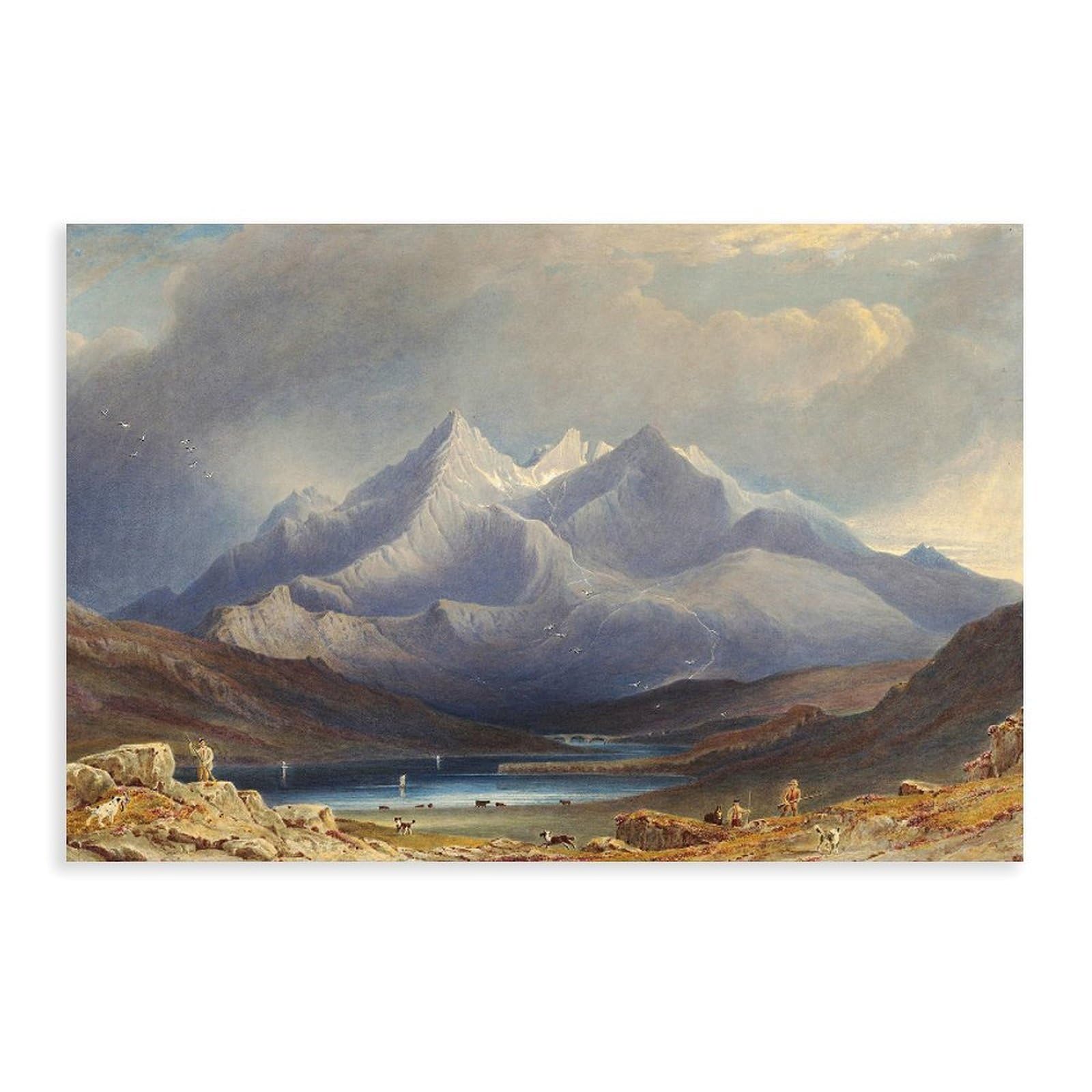 DFJyjFGJJ George Fennell Robson,Scene on The Isle of Skye with Hunters And Dogs Canvas Poster Bedroom Sports Landscape Office Room Decor Gift 12" L X 18" W