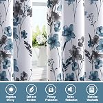 H.VERSAILTEX 100% Rideaux noircissements 84 Longueur de pouce 2 Panneaux Set Cattleya Floral imprimé rideaux Thermiques Leah Floral pour chambre avec liner noir Rideaux audio, gris et bleu