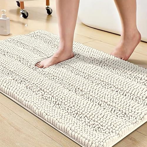 Miniatura 133 de Turquoize Tapetes de baño de felpilla, lanudos, antideslizantes, extrasuave y absorbente, 24 x 36 pulgadas, color marfil Marfil,Paloma,Salvia,Azul