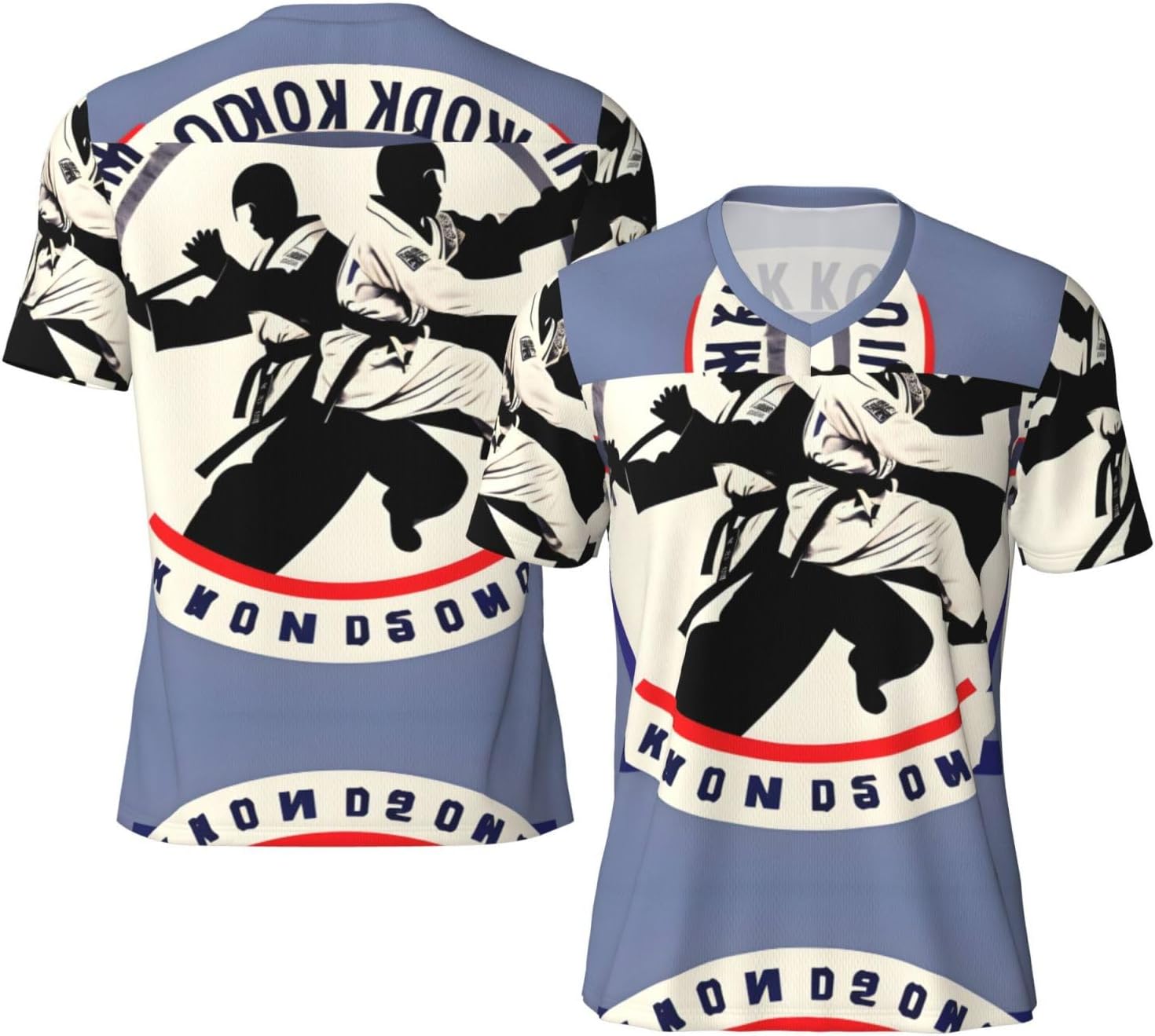 Taekwondo Design Rugby Football Jersey for Men, Comfortable V-Neck Loose Fit Top for Team Sports Athletics