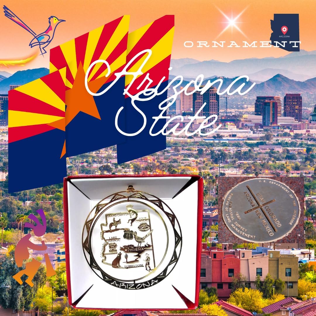 Arizona State Brass Christmas Ornament Travel Souvenir Gift - Image 2