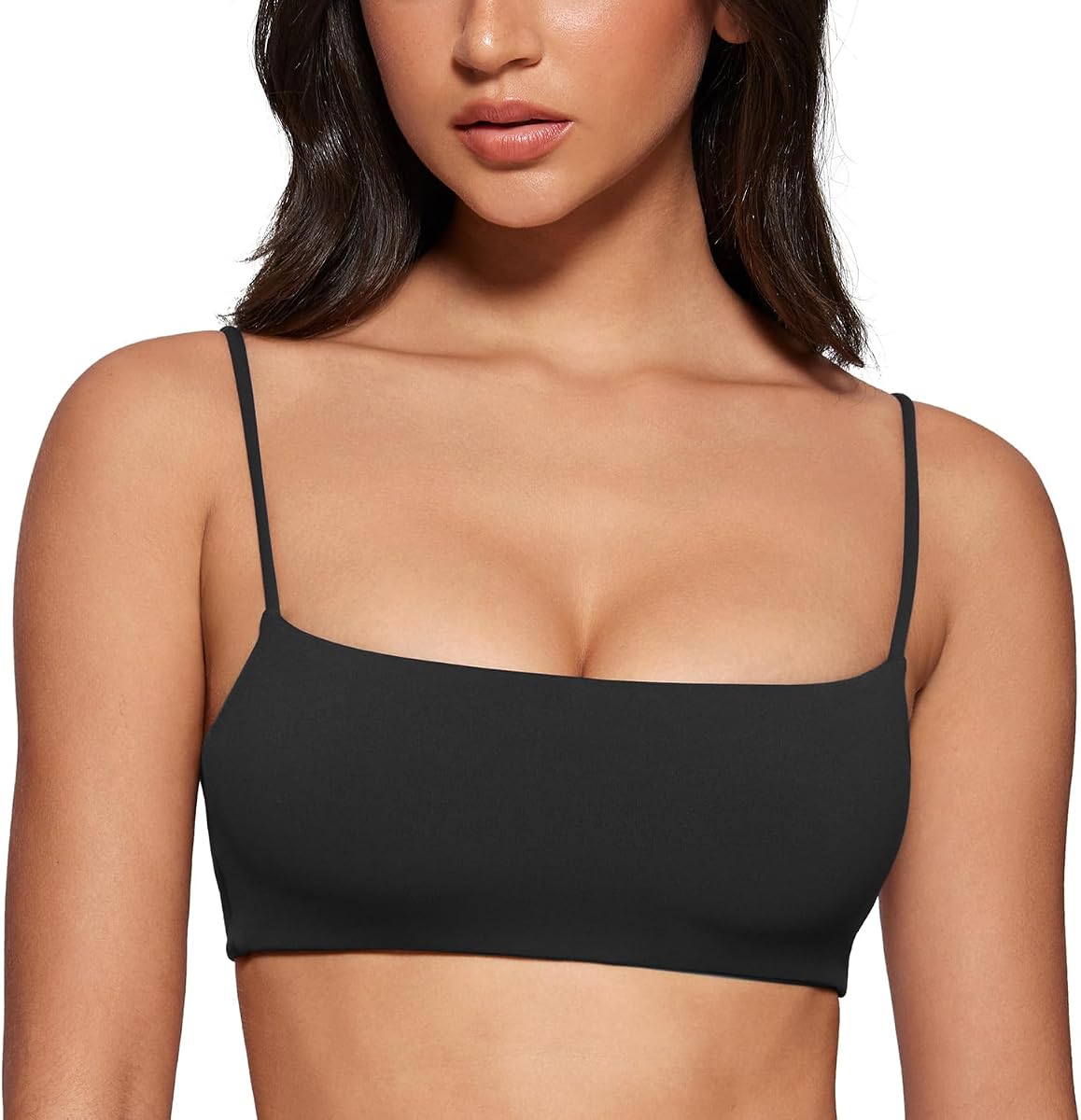 INGIA Womens Square Neck Sports Bra Workout Bra | Spaghetti Strap, Padded, Cami,Yoga, Wireless, Square Back, Crop Top, for Women