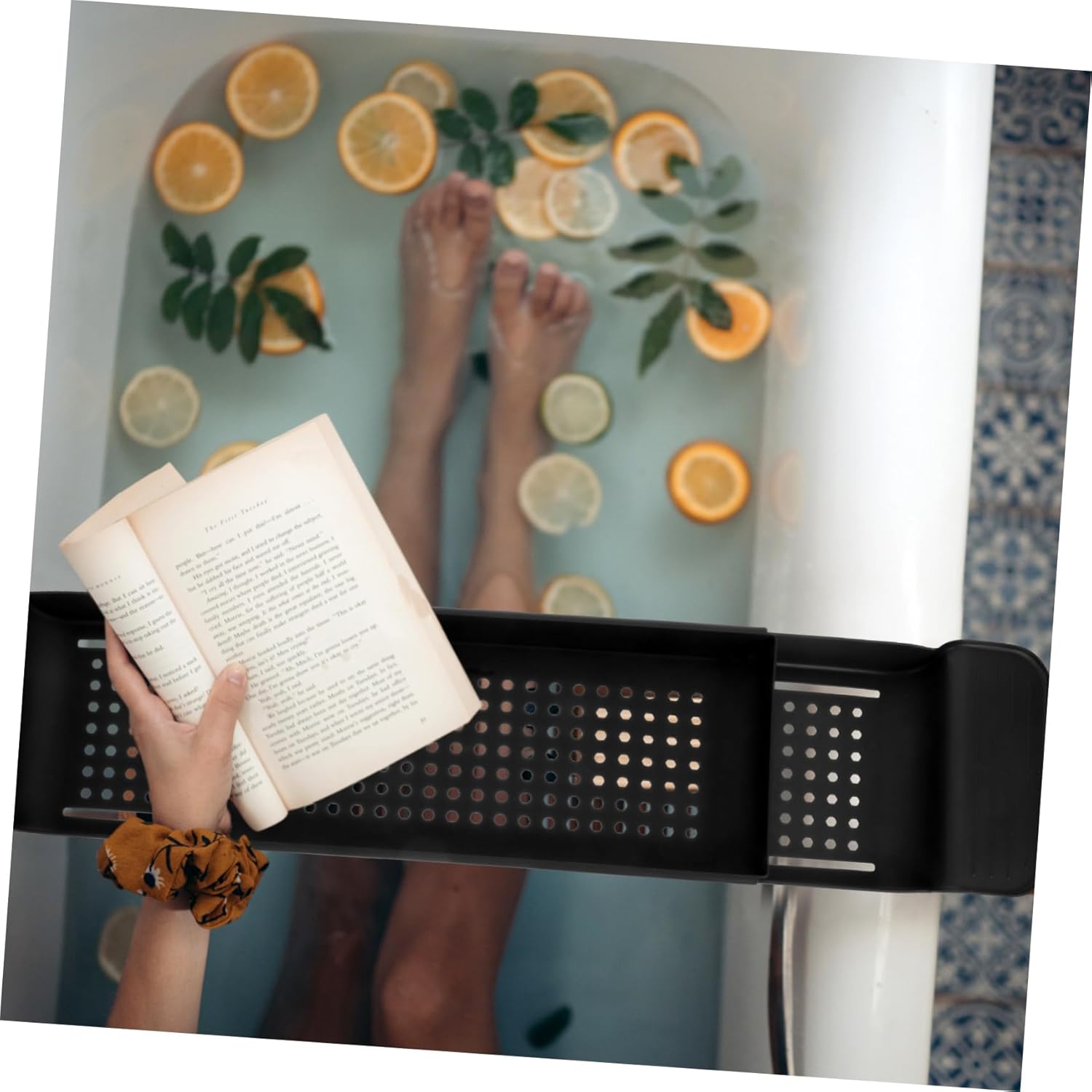 DECHOUS Telescopic Bathtub Serving Tray Plastic Holder Bathtub Tray Luxury Bathroom Accessory