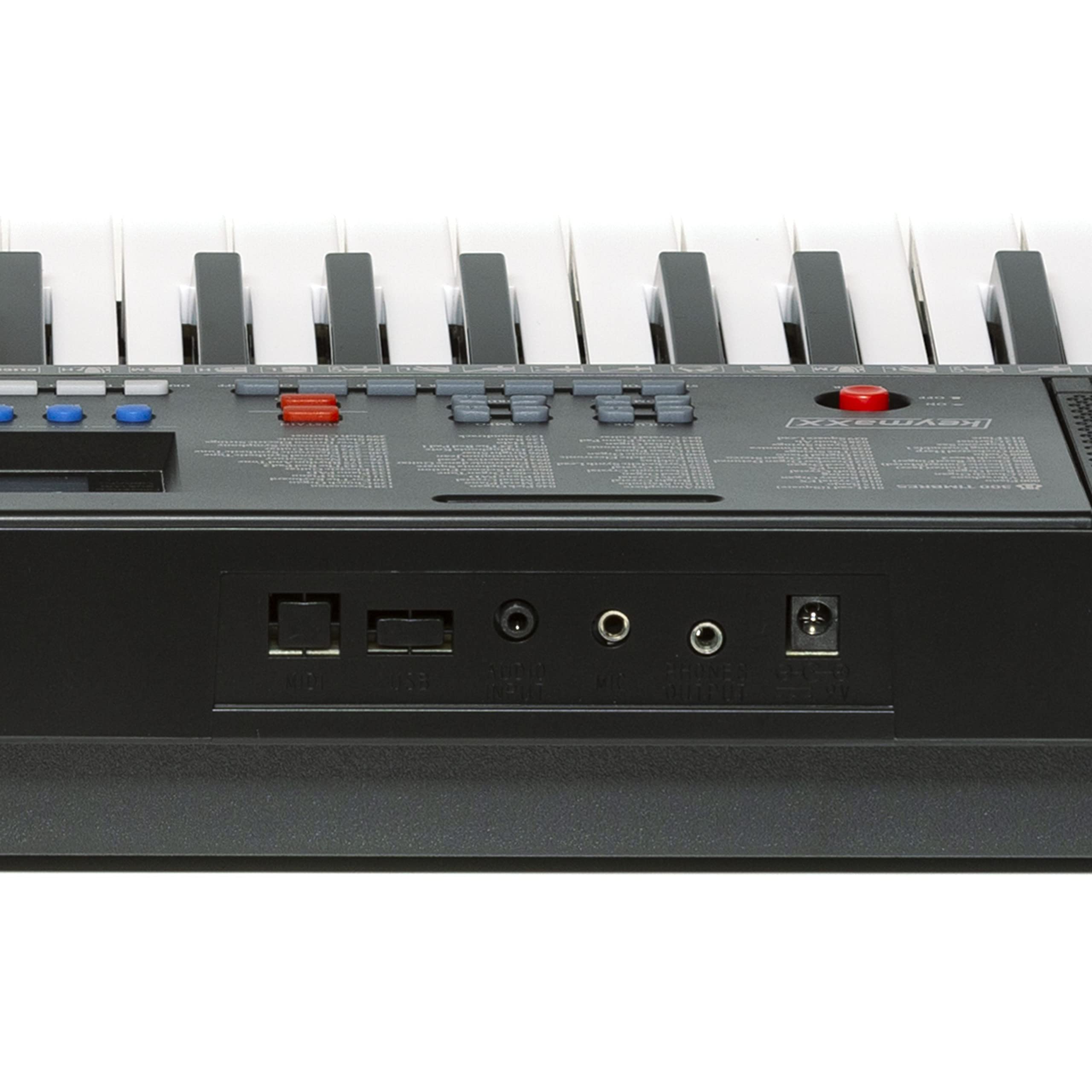 Keyboard mit 54 Tasten, Mikrofon, Notenhalter, Effekte, Aufnahme- und Lern-Funktion und 30 Demo Songs, ideal für Anfänger, schwarz