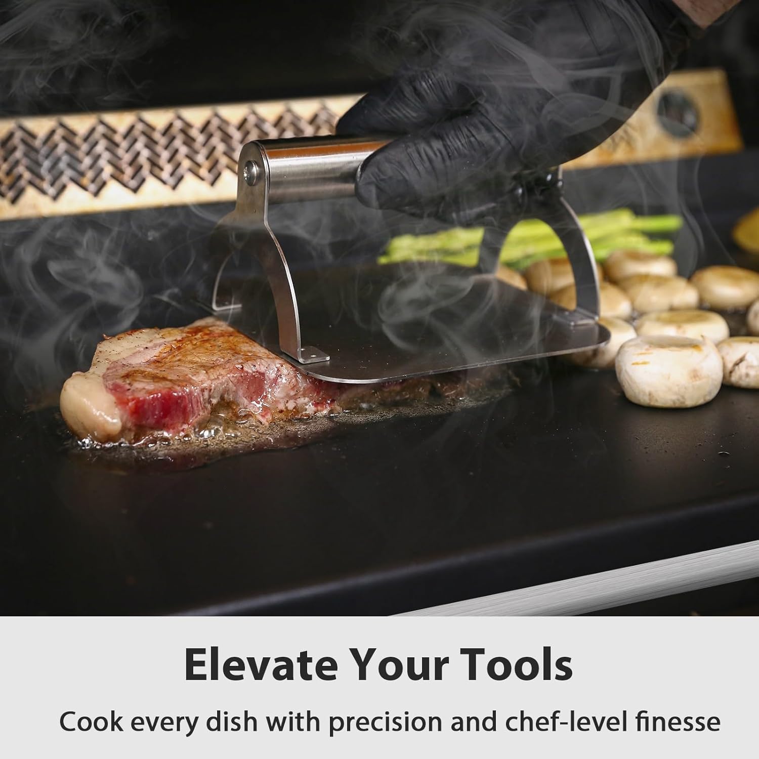 Utheer 25" x 16" Cast Iron Griddle for Gas Grill and Stove Top, Universal Flat Top Griddle with Pre-Seasoned Nonstick Coating, X-Shaped Reinforced Ridges, Perfect for Healthy Cooking, Parties, Camping