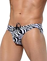 Arjen Kroos Men's Sexy Printed Swim Briefs - Tagless Low-Rise Bikini Swimwear with Drawstrings & Bulge Pouch