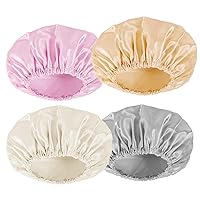 Vista 1 de AmazerBath gorro de ducha, paquete de 4 gorras de baño para mujeres reutilizables e impermeables, gorro de ducha de doble capa para el cabello