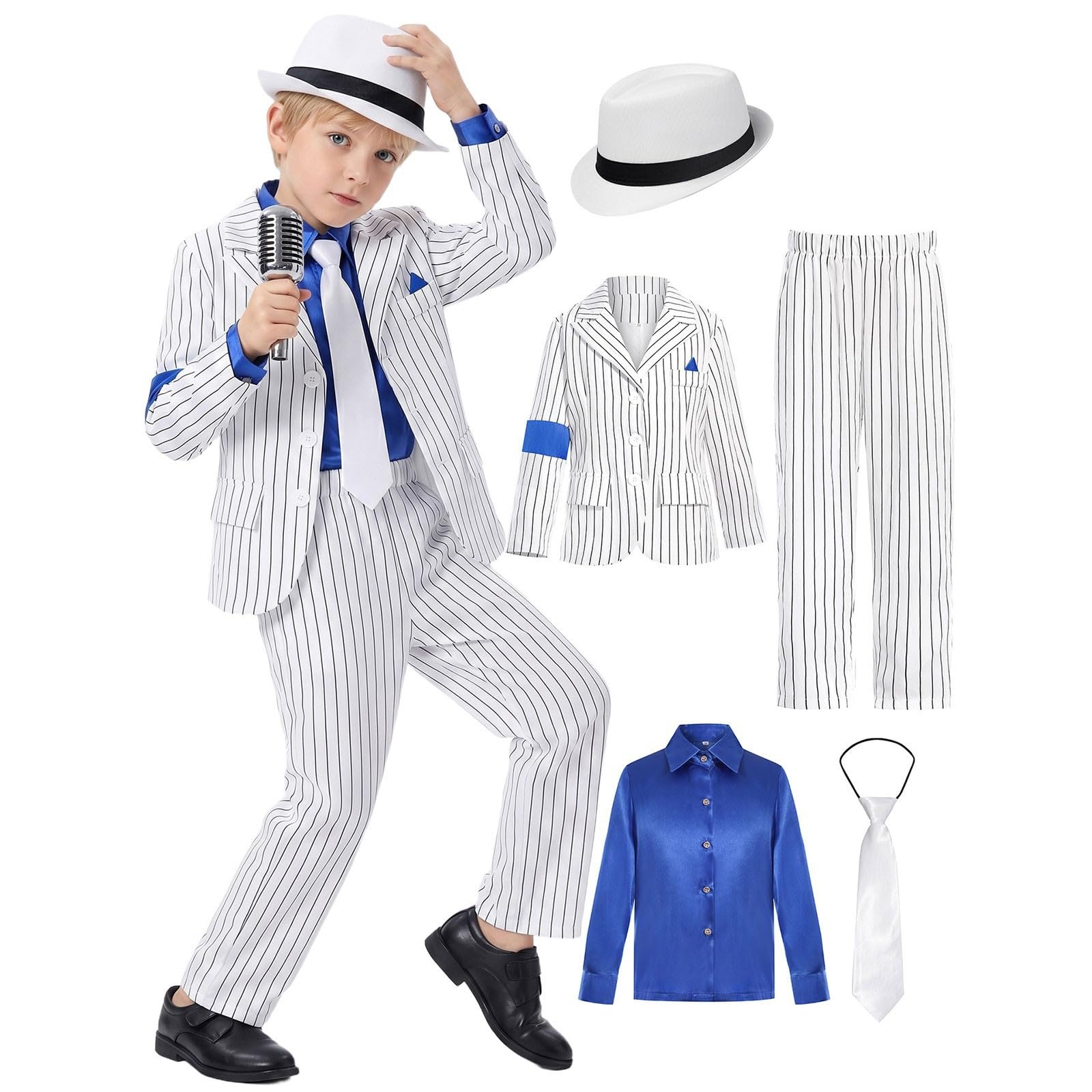 Generico Popstar Costume Bambino, Costume Popstar Bambino, Vestito Rockstar Carnevale 3-12 Anni
