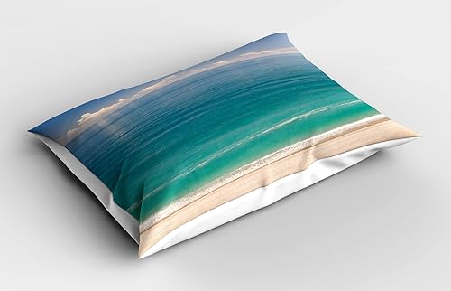 Miniatura 2 de Ocean Funda de almohada por Ambesonne, ocio coastalline paisaje de playa con verdosa agua y azul cielo, decorativo impreso funda de almohada de