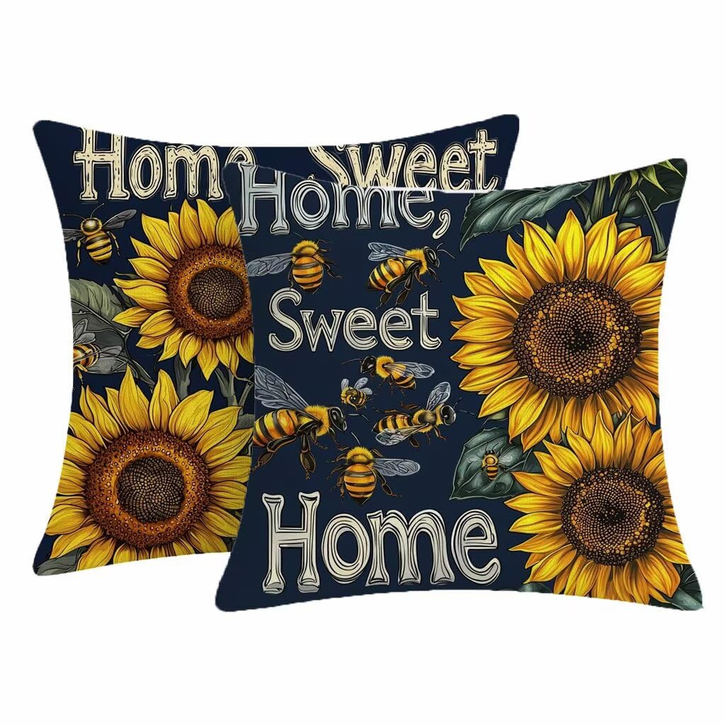 Housse coussin exterieur impermeable 50x50 lin tournesol x2