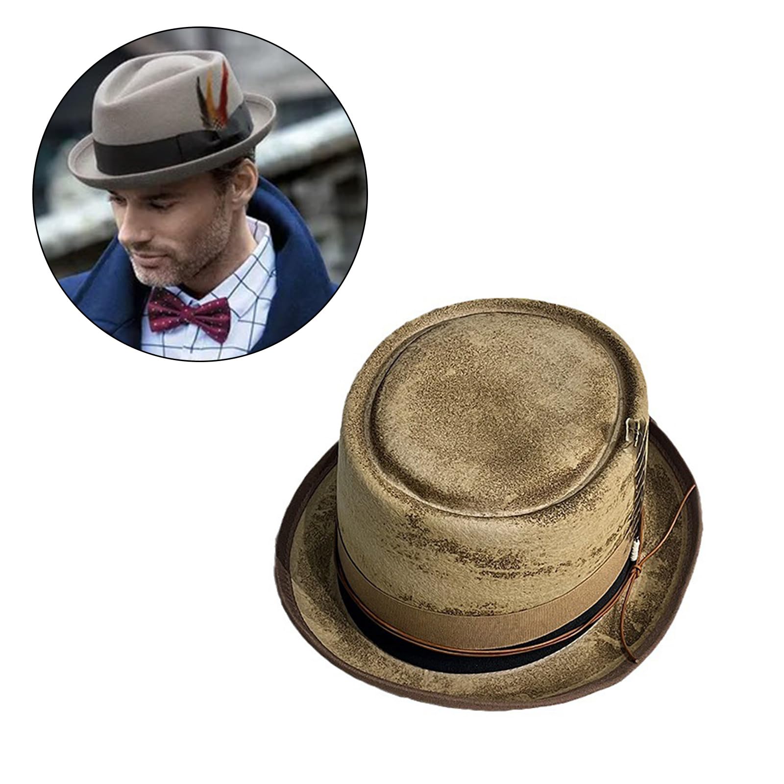Elegante cappello in feltro britannico da donna per carnevale festival invecchiato con piuma Fedora Cap per uomini cappelli piatti da uomo a tesa corta