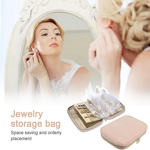 Miniatura 2 de UI U & I Bolsa organizadora de joyas de viaje, organizador de libros de almacenamiento de joyas transparente con 5 páginas grandes transparentes y