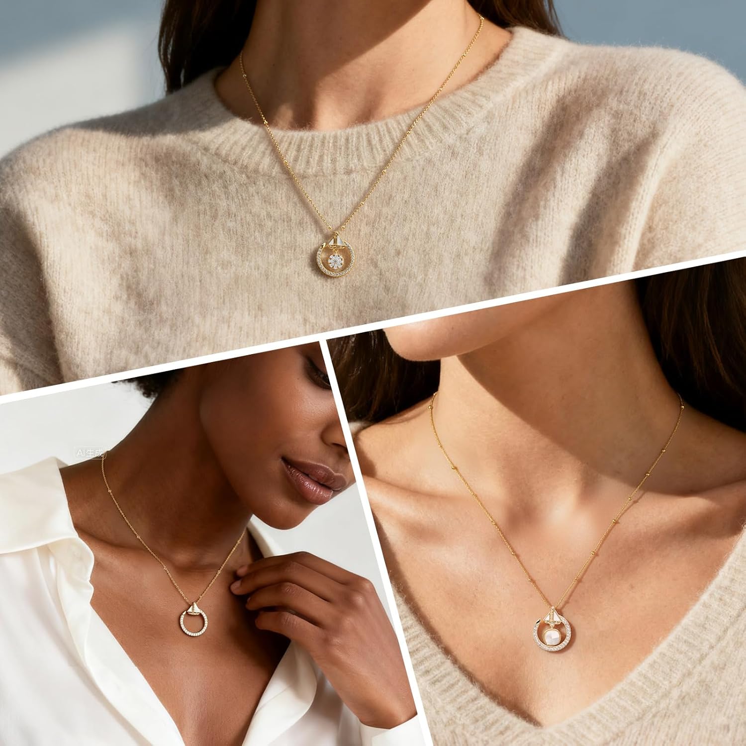 Gold Necklace for Women Sailboat 14K Gold-Plated Necklaces Dainty Chain with Sparkling Zirconia Crystal Pendant Stylish Personalized Gold Necklace Women's Gold Jewelry Perfect Birthday Gifts for Women - Image 5