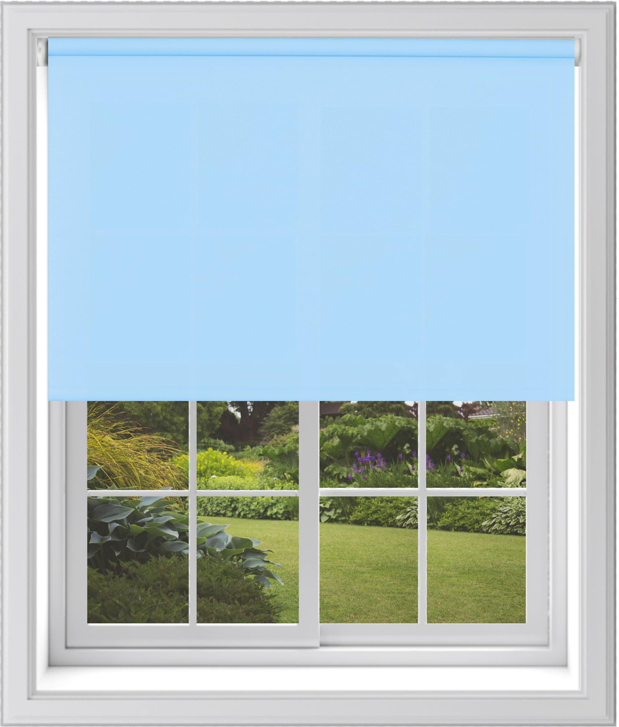 Deluxe Daylight Roller Blinds Light Filtering Premium Fabric Easy Fit Metal Brackets Bedroom Living Room Office Child Safe 160cm Length Trimmable Blue 210cm โ image 1