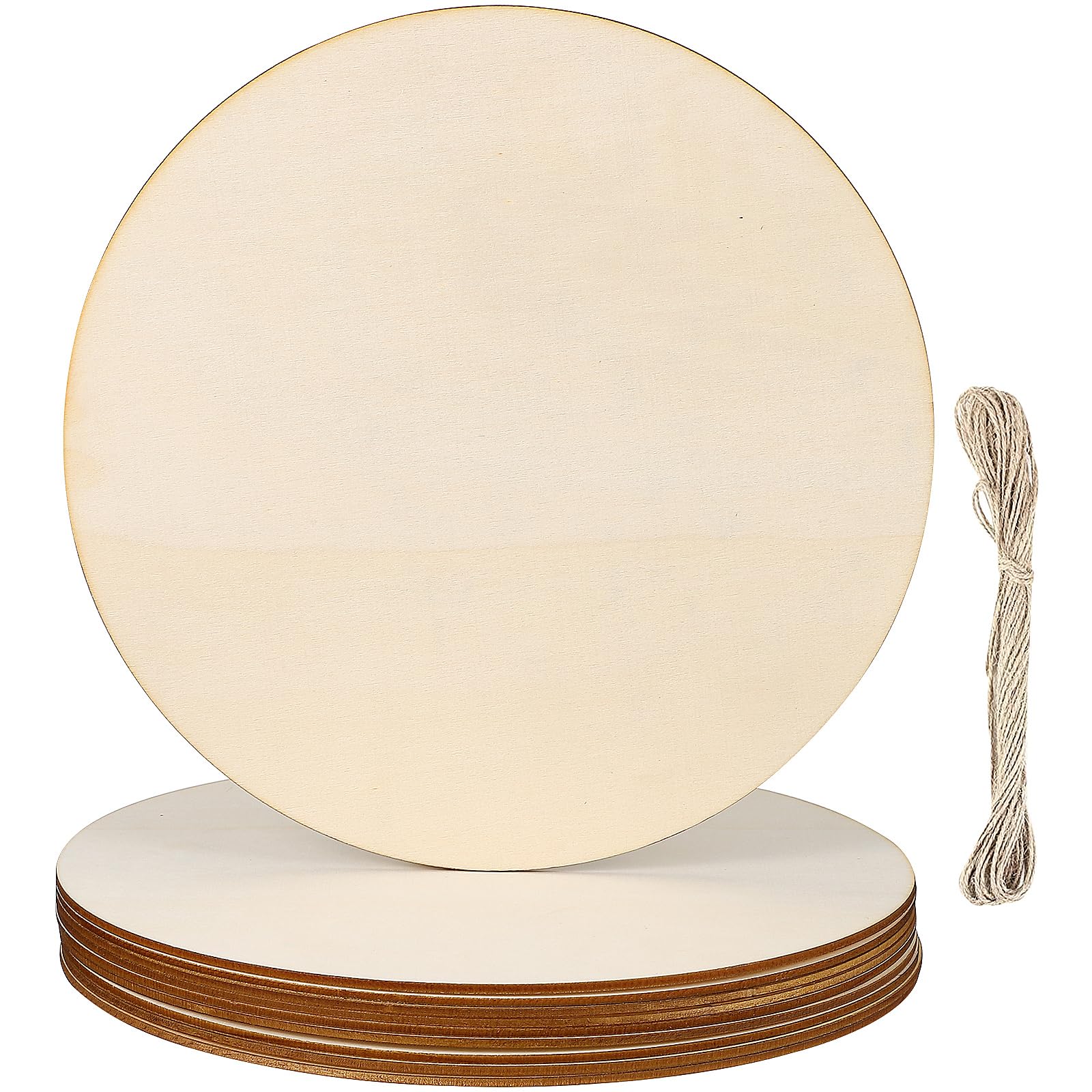 Angoily 10 Runde Holzscheiben aus Unbehandeltem Naturholz ohne Grate Geeignet zum Basteln und Bemalen für Hochzeit und Feierlichkeiten