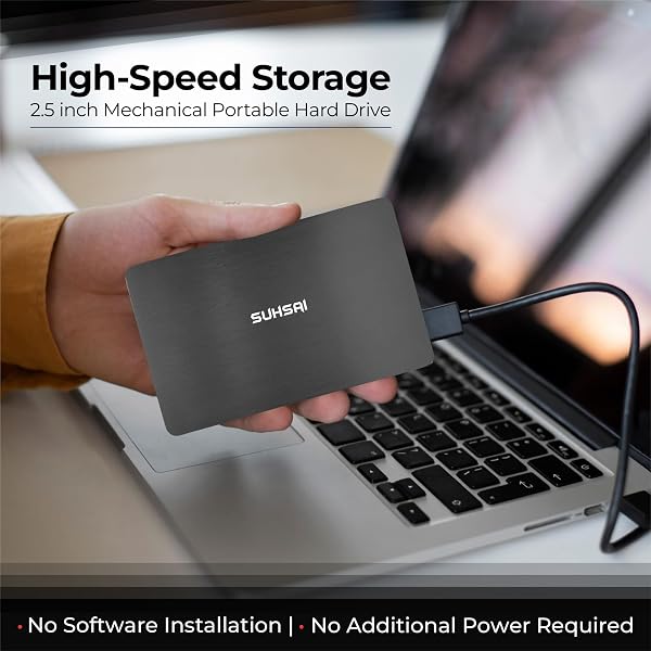 SUHSAI Disco rigido esterno 120 GB USB 3.0 leggero disco rigido per backup e archiviazione dati, disco rigido portatile da gioco, HDD con memoria avanzata per laptop da gioco, PC, Mac, desktop, grigio - 5