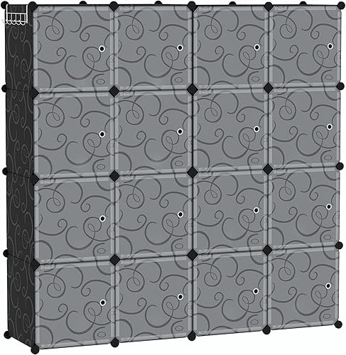 Vista 10 de C&AHOME Organizador de almacenamiento en cubos, estantería de almacenamiento de 20 cubos con puertas, estante modular para libros