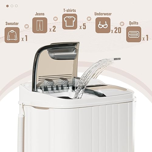 Vista 9 de Bonusall Portable Washing Machine, 16Lbs Mini Small Washer Machine, Single Tub Laundry Washer for Apartments, Dorms,Traveling, RV, Grey