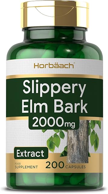 Slippery Elm Capsules | 2000mg | 200 Powder Capsules | No Artificial Preservatives | by Horbaach