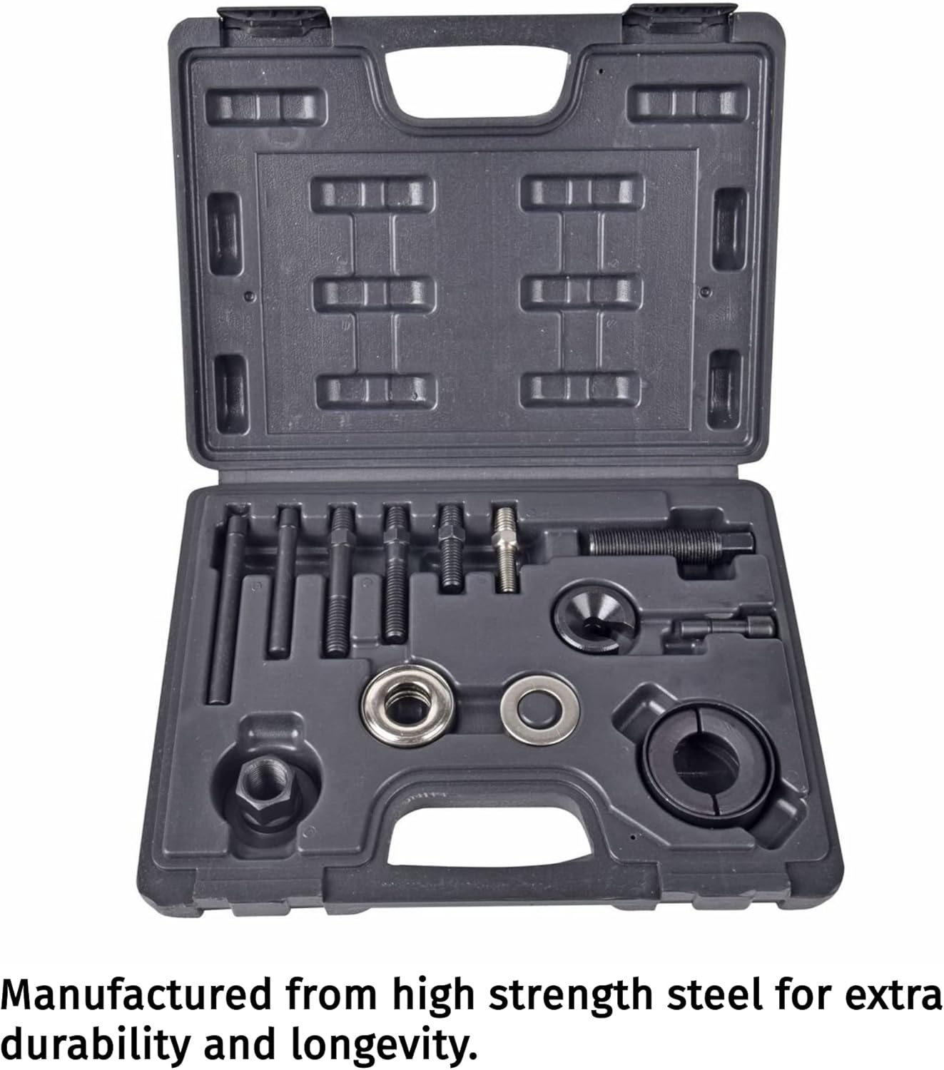 A A IN 14 PCS Power Steering Line Disconnect Pulley Puller Remove and Install Tool Kit for Water Vacuum Pump, Alternator pulleys Installation Remover for GM/FORD/CHRYSLER, MK27A