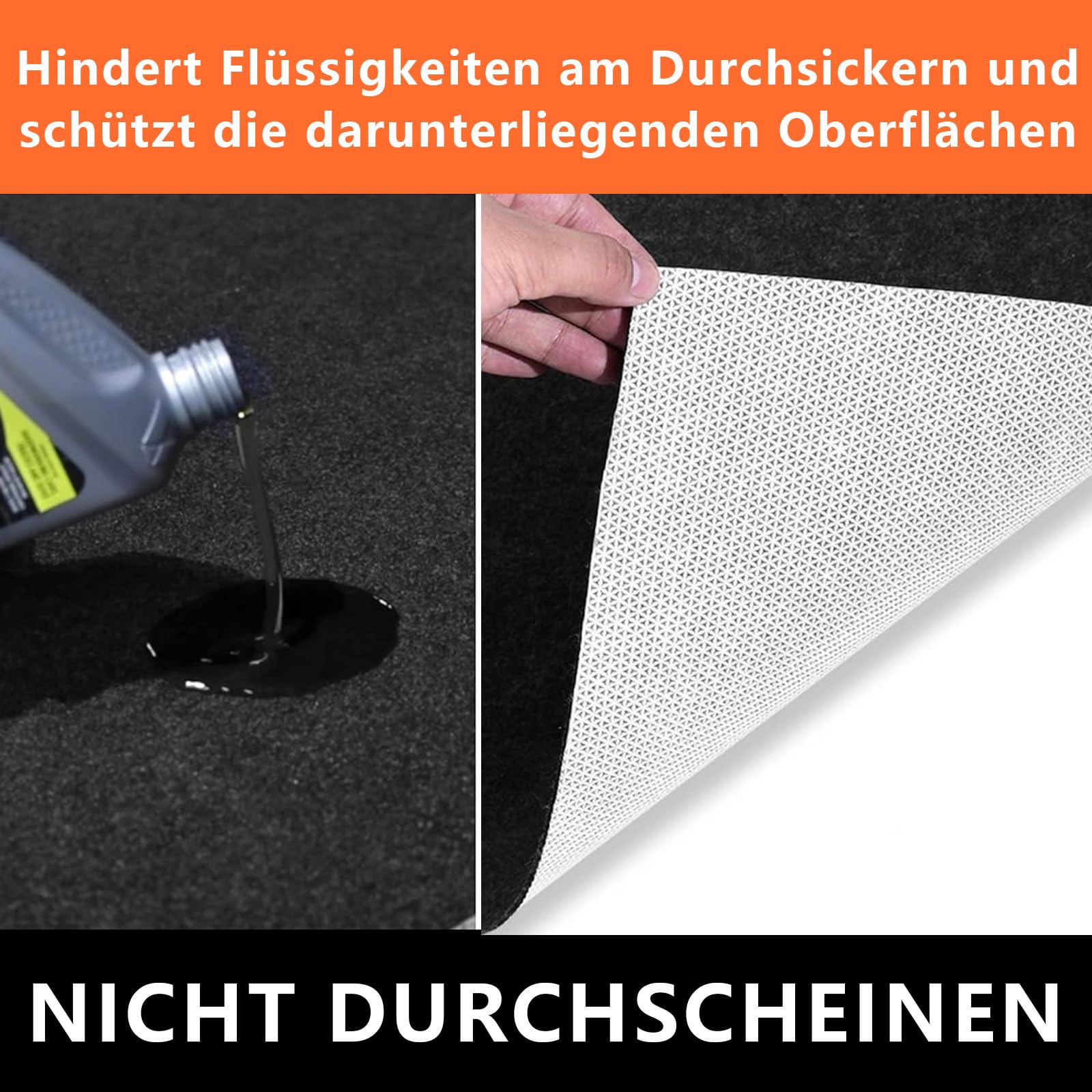 Ölauffangmatte Ölmatte 100x160 cm – Garagenbodenmatte & Bodenschutzmatte mit saugstarkem Faservlies, wasserdichter Gummi-Rückseite, rutschfeste Werkstattmatte für Auto, Motorrad & Garage