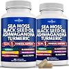 NEW AGE Silica Sea Moss, Black Seed Oil, Ashwagandha, Turmeric, Bladderwrack, Burdock - with Manuka, Honey Dandelion, ACV Black Pepper Gluten Free