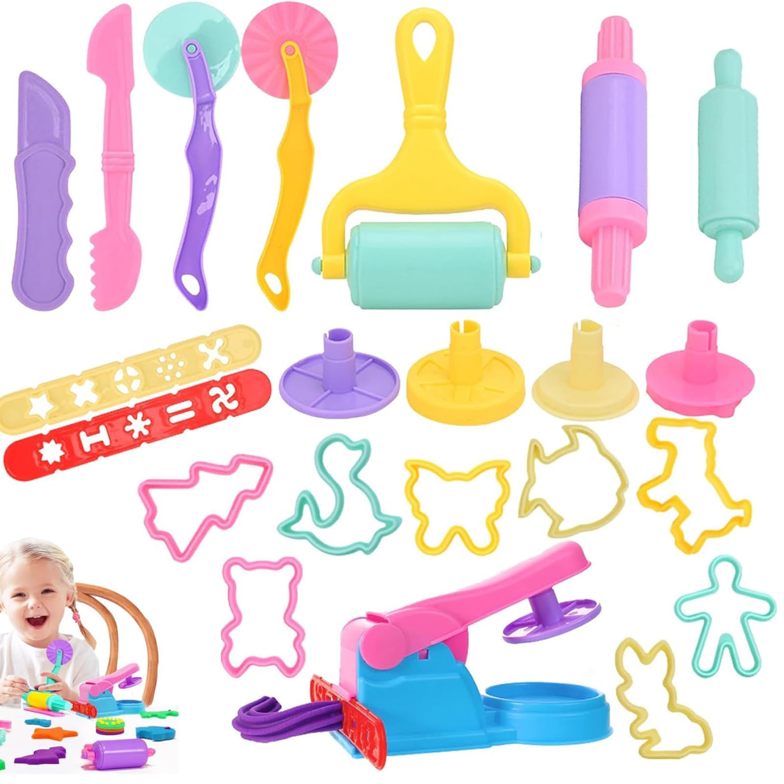 22 PCS Play Dough Tools, Playdough Accessories, Play Doh Accessories, Playdough Tools Kit, Play Dough Accessories Molds,for Children, Stimulating Children's Creativity (Color Random)