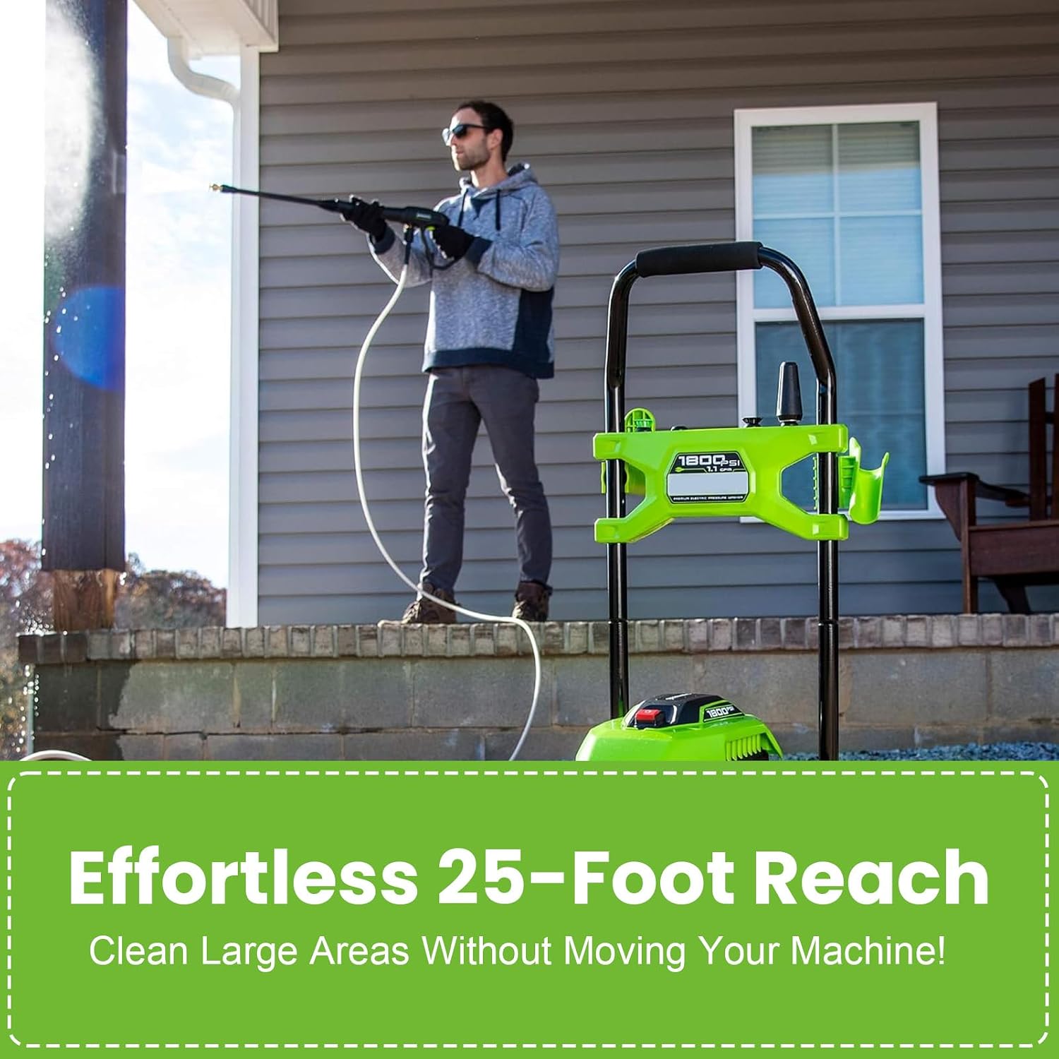 25FT Pressure Washer Hose Replacement Compatible with Greenworks Model 5200402 - High Pressure Hose for Greenworks Electric Power Washers, 1/4 Inch Quick Connect
