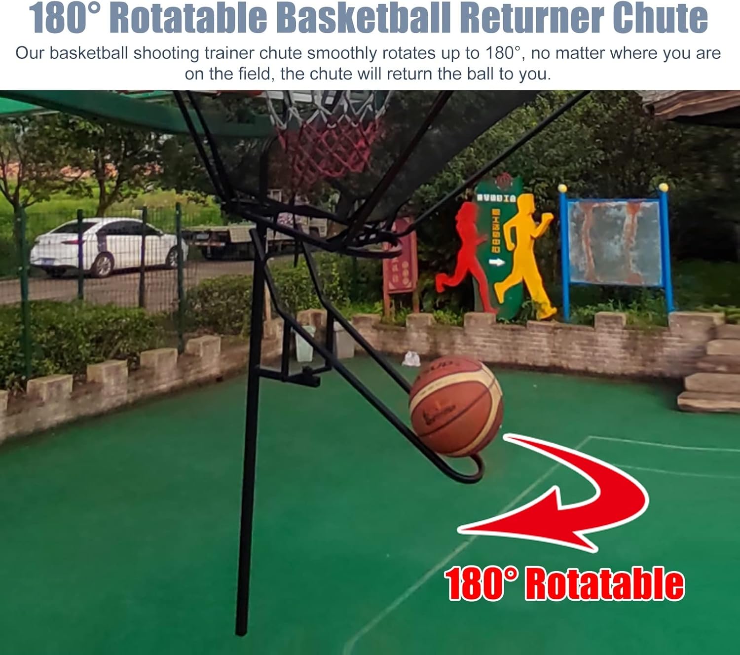 Basketball Hoop Returner Shot Return Apparatus - Attachment/Shooting Trainer with Bag Hanging Rebounder Acce