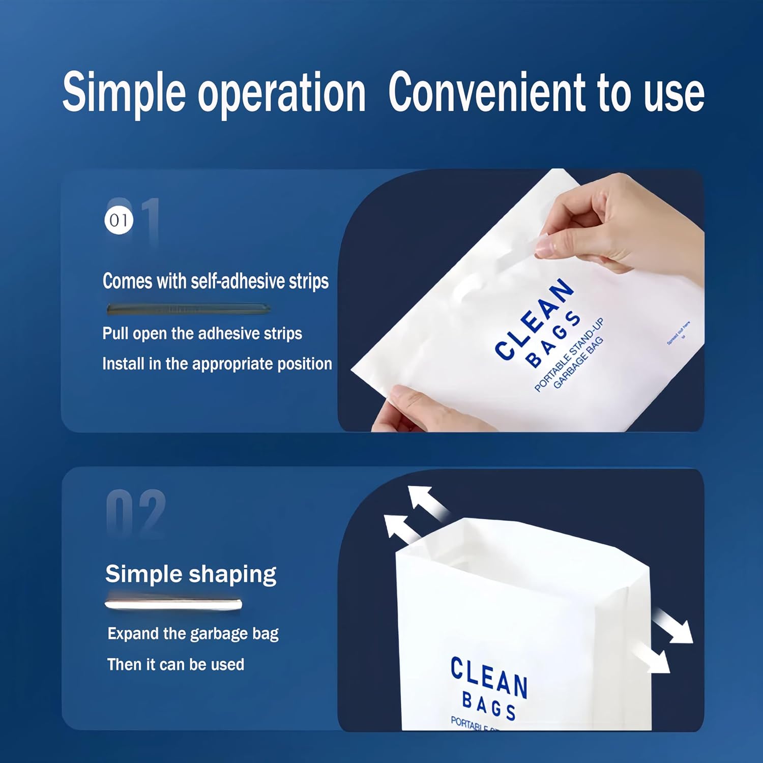 disposable Car Garbage Bin Bags 40 PCS, Leak-proof Cleaning and Vomit Bags, Easy Stick-On and Stand Design, Disposable Small Garbage Bags