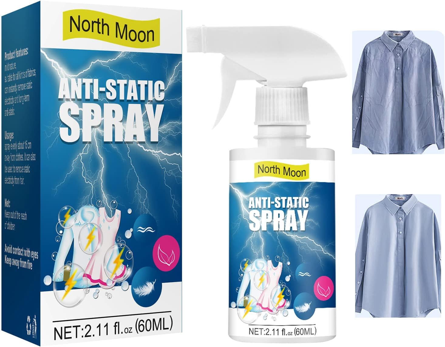 YumSur Anti Static Spray,Anti Static Spray for Clothes,Static Remover for Clothes,Static Eliminator Spray,Static Cling Remover,Reduce Static Cling for Clothes,Furniture and Car