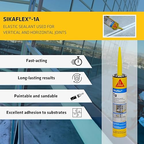 Miniatura 7 de AWF PRO Sikaflex 1a Kit - Sellador de hormigón y mampostería de poliuretano para superficies verticales y horizontales, Sikaflex 1a 10 oz (12)