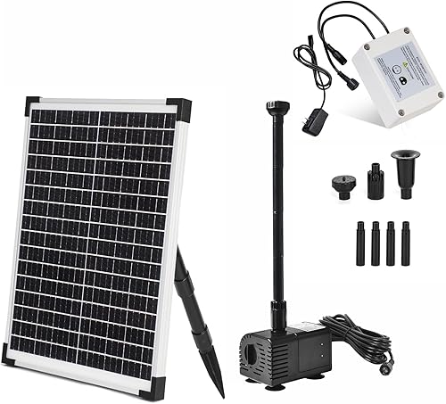 ECO-WORTHY Kit de bomba de fuente de agua de 25 W con batería de 2600 mAh, bomba sumergible de 449 GPH y panel solar de 25 vatios para fuente