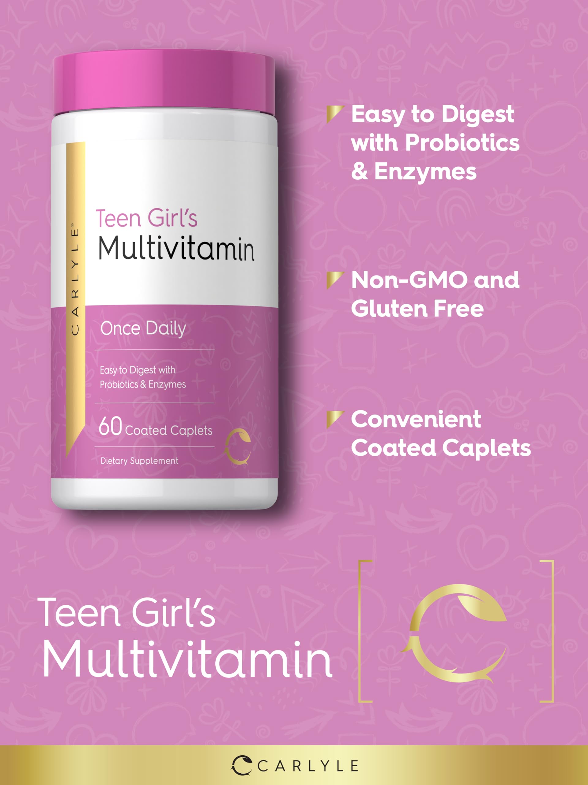 Carlyle Teen Multivitamin for Girls | 60 Caplets | Once Daily — Amazon image 4