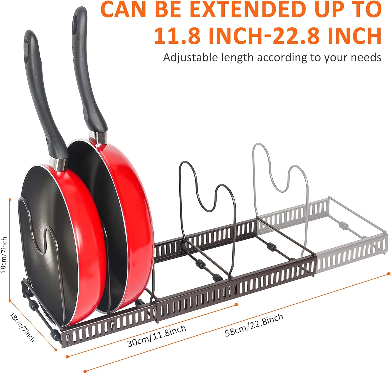 Pot Rack Organizer -Expandable Pot and Pan Organizer for Cabinet,Pot Lid Organizer Holder with 10 Adjustable Compartment for Kitchen Cabinet Cookware Baking Frying Rack,Bronze : Home & Kitchen