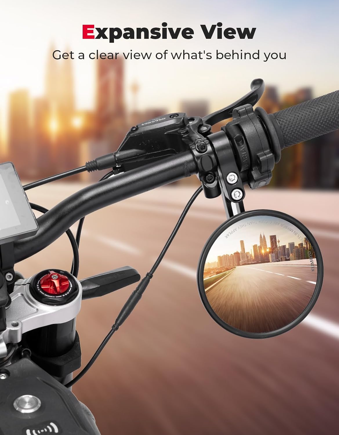 KEMIMOTO Motorcycle Rear View Mirror, CNC Aluminum Bar End Side Mirror for 22mm or 25.4mm Handlebar Diameter with M8 Bolt Compatible with Most Motorcycle, E-bike, Scooters, ATV, UTV